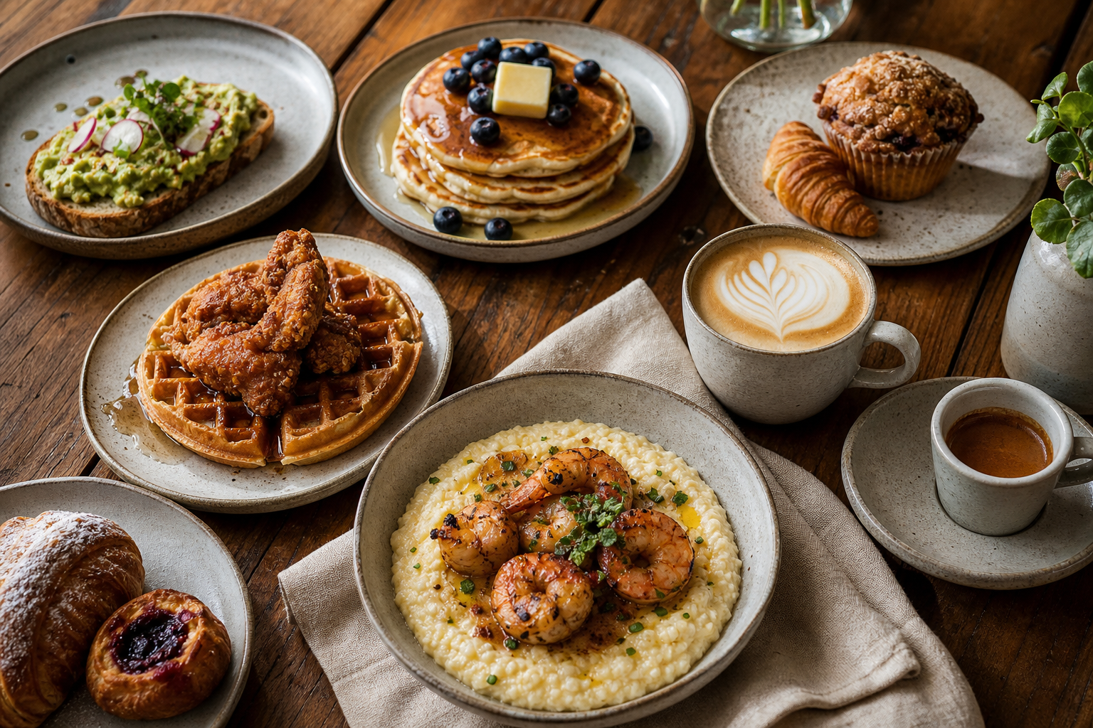 Cafe brunch and coffee concept